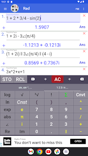 Screenshot des Rechners für komplexe Zahlen