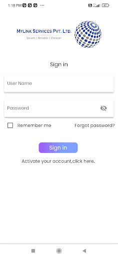 Android application MyLink Subscriber screenshort