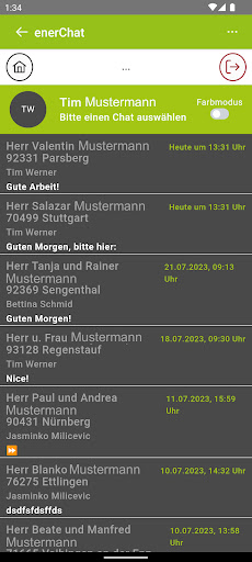 Android application enerChat screenshort