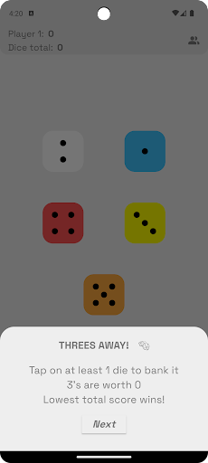 Threes Away! Screen 2