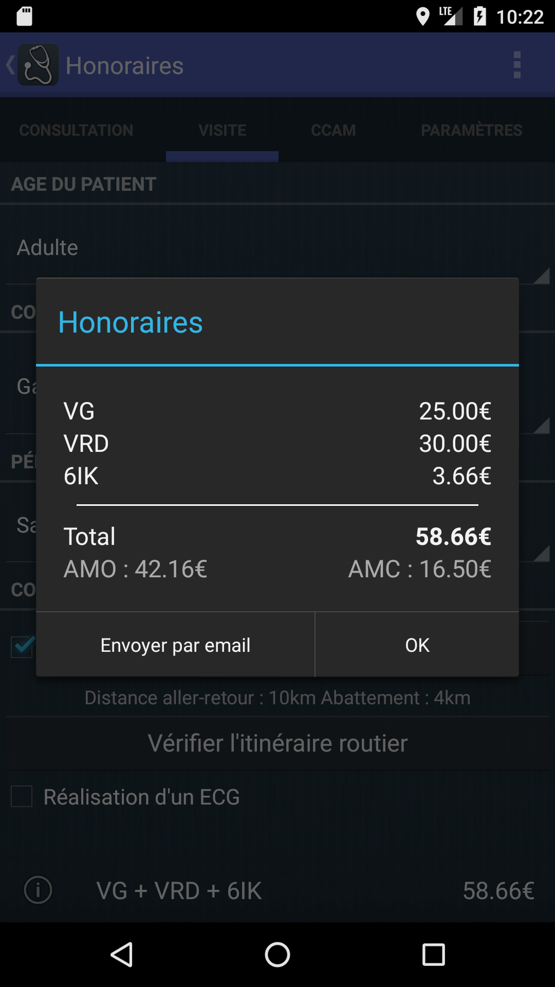 Android application Honoraires screenshort