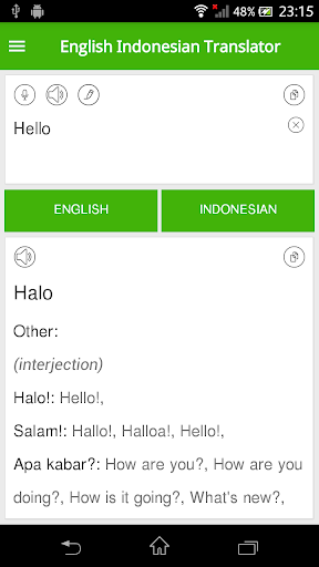 English Indonesian Translator Screen 2
