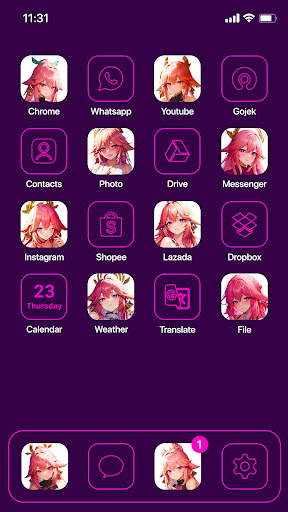 Wow Yae Mikoo Theme, Icon Pack Screen 2