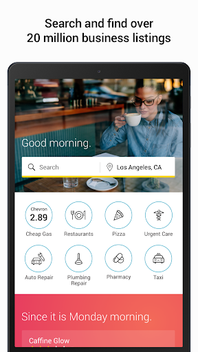 Android application YP (tablet version) screenshort