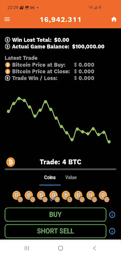 Bitcoin Trade Simulator Screen 2