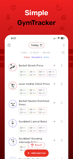 Android application GymTracker: Workout Log screenshort