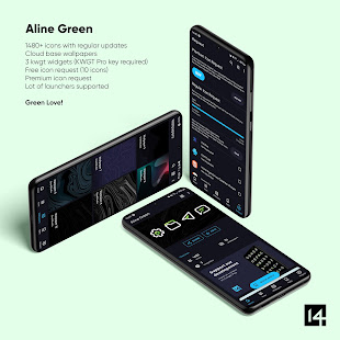 Aline Green Icon Pack Linear White &amp; Green Icons v1.0.8 APK Patched