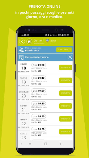 Android application Prenoting Gemelli screenshort