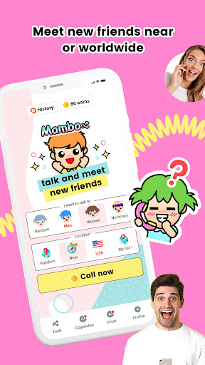 Android application Mambo - Random calls & chat screenshort