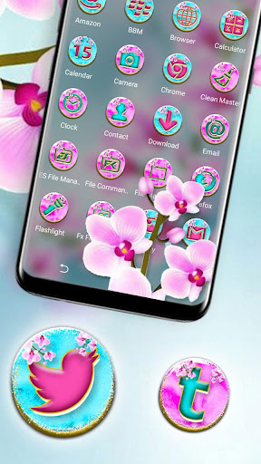 Pink Orchid Flower Theme Screen 2