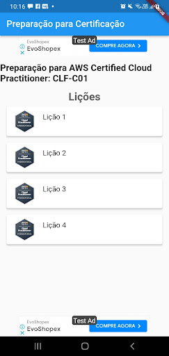 Android application Preparação CLF-C01 AWS screenshort