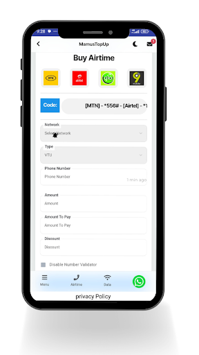Maamus Topup Data VTU Screen 3