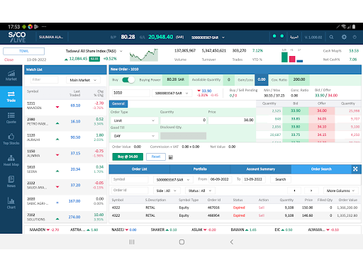 SICO Capital Live KSA Tablet Screen 3