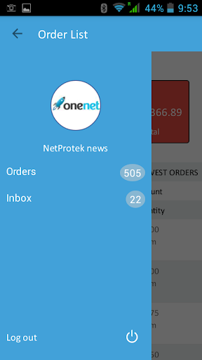 Android application 1net.me Shop Management screenshort