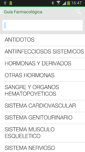 Android application Guía Farmacológica screenshort