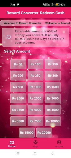 Android application Reward Converter - Redeem cash screenshort
