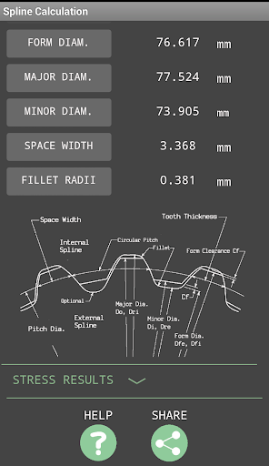 Involute Spline Calculation