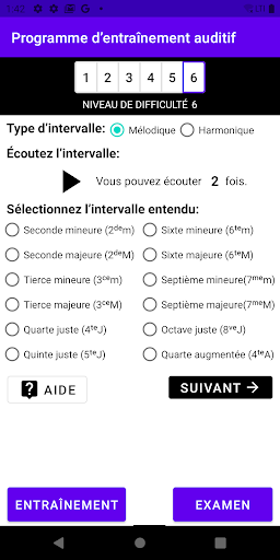 Android application Musique - intervalles screenshort