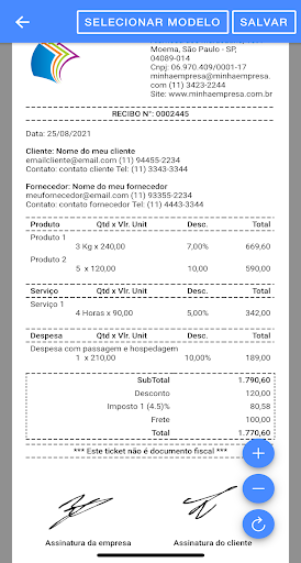 Android application RecibosOrçamentos - Recibos, O screenshort