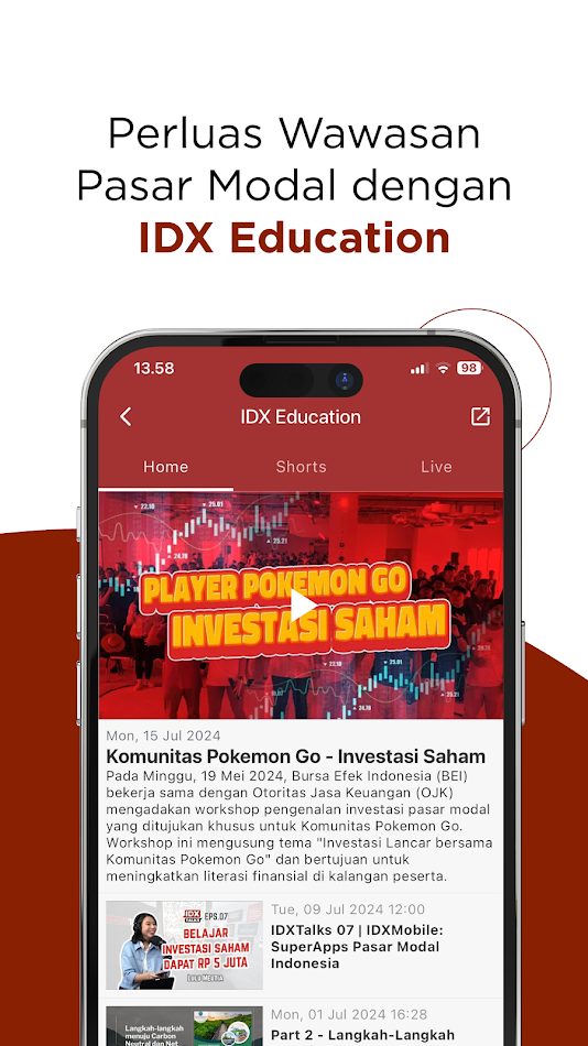 #6. IDX Mobile (Android) Ved: PT. Bursa Efek Indonesia