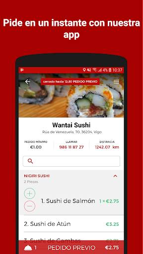 Android application Wantai Sushi screenshort