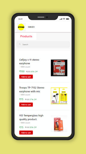 Android application Swizo screenshort