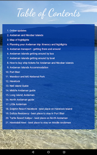 Android application Andaman Islands Travel Guide. screenshort