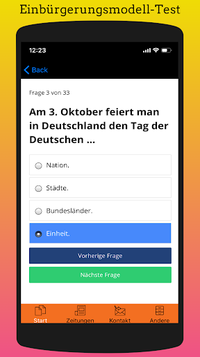 Einbürgerungsmodelltest: LiD Screen 3