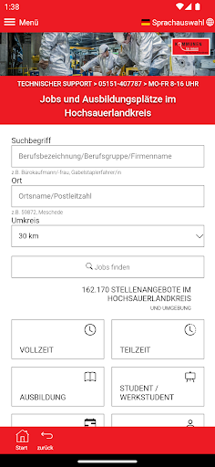 Android application Jobs im Hochsauerlandkreis screenshort