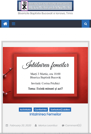 Android application Bisericile Baptiste Bucovăț și screenshort