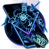 3D Black Neon Panther Hero Theme icon