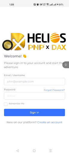 Android application Helios DAX screenshort