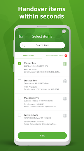 LokiTime: manage keys & assets Screen 2