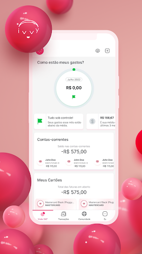 Android application Ivvy, gestão financeira screenshort
