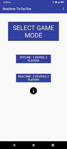 Android application Realtime TicTacToe screenshort