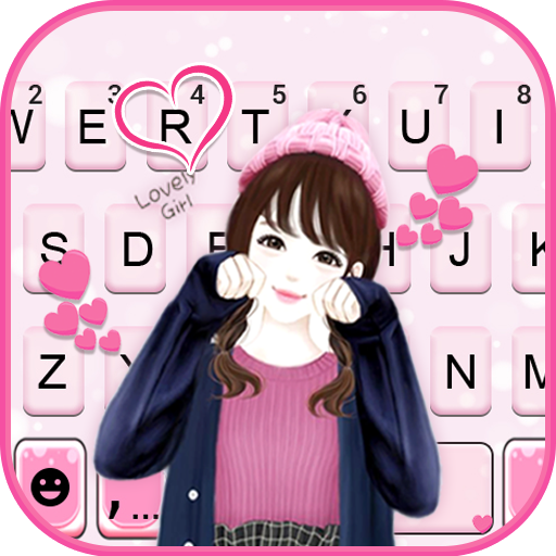 Lovely Cute Girl Keyboard Back logo