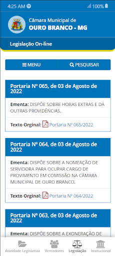 Câmara Municipal Ouro Branco Screen 3