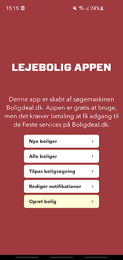 Android application Lejebolig Appen screenshort