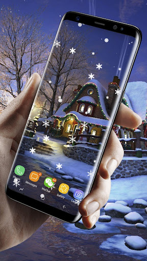 Android application Winter Snow night HD Wallpaper screenshort