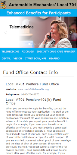 Android application Local 701 Benefits screenshort