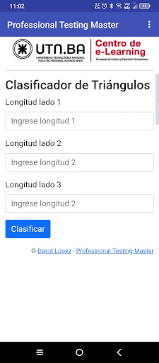 Android application Clasifica Triángulos screenshort