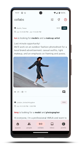 Android application collapp - community of artists screenshort