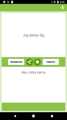 Indonesian-Swedish Translator Screen 2