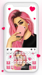 Pink Selfie Girl Keyboard Background 7.0.1_0120 screenshots 1