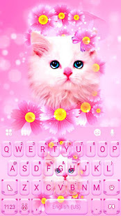 Pink Flowers Kitten Keyboard Theme 6.0.1216_10 APK screenshots 5