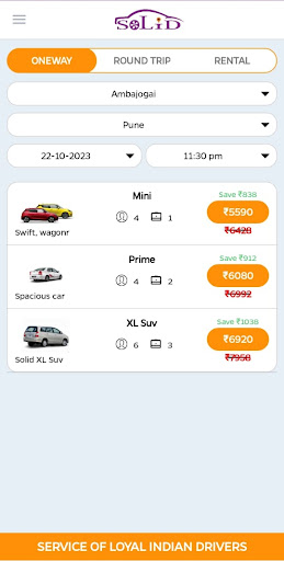 Android application Solid Cab screenshort