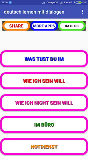 Android application deutsch lernen durch hören A1 screenshort