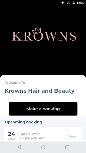 Android application Krowns Hair and Beauty screenshort