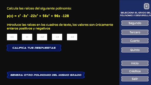 Android application POLINOMIOS screenshort