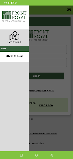 Front Royal FCU Mobile App Screen 2